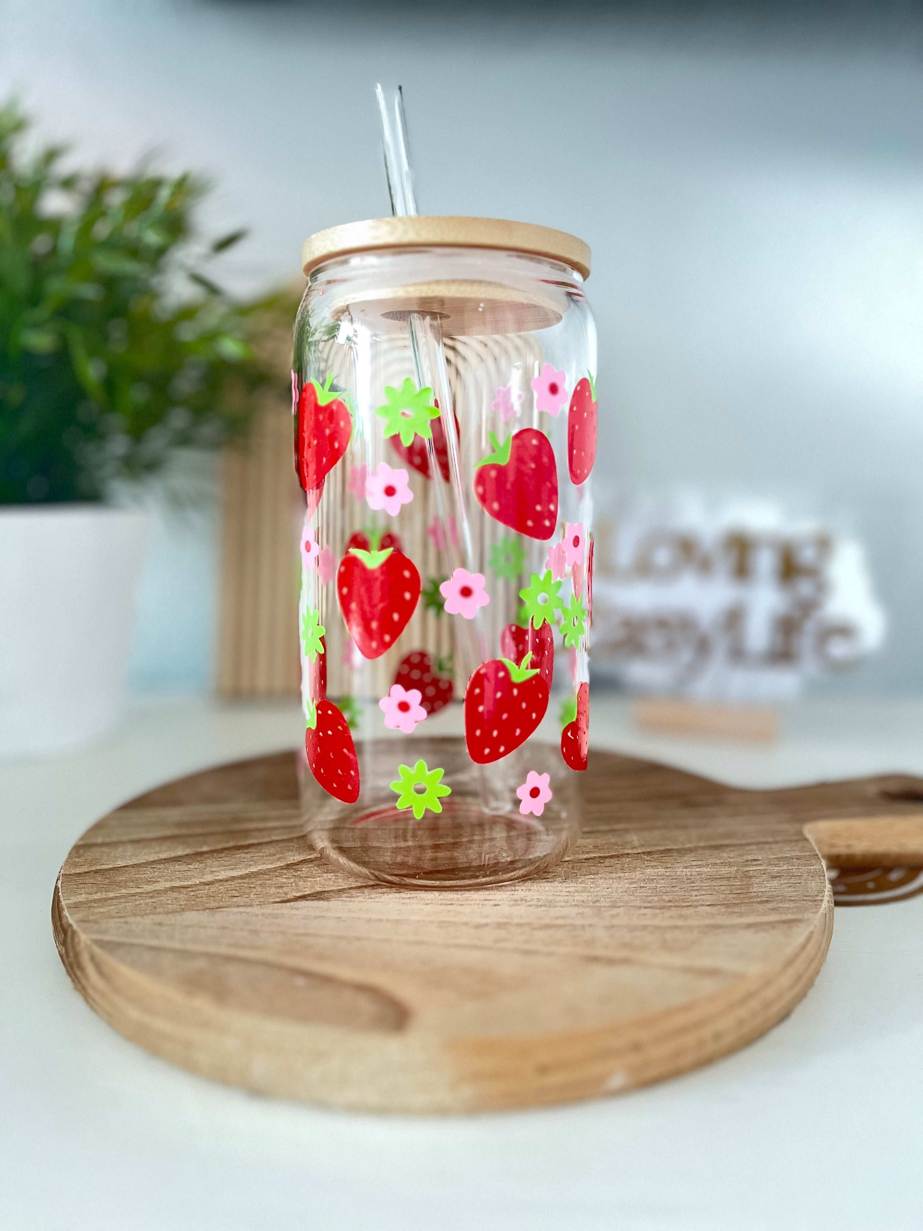 Glas strawberry - Drinkfles - Loving EasyLife
