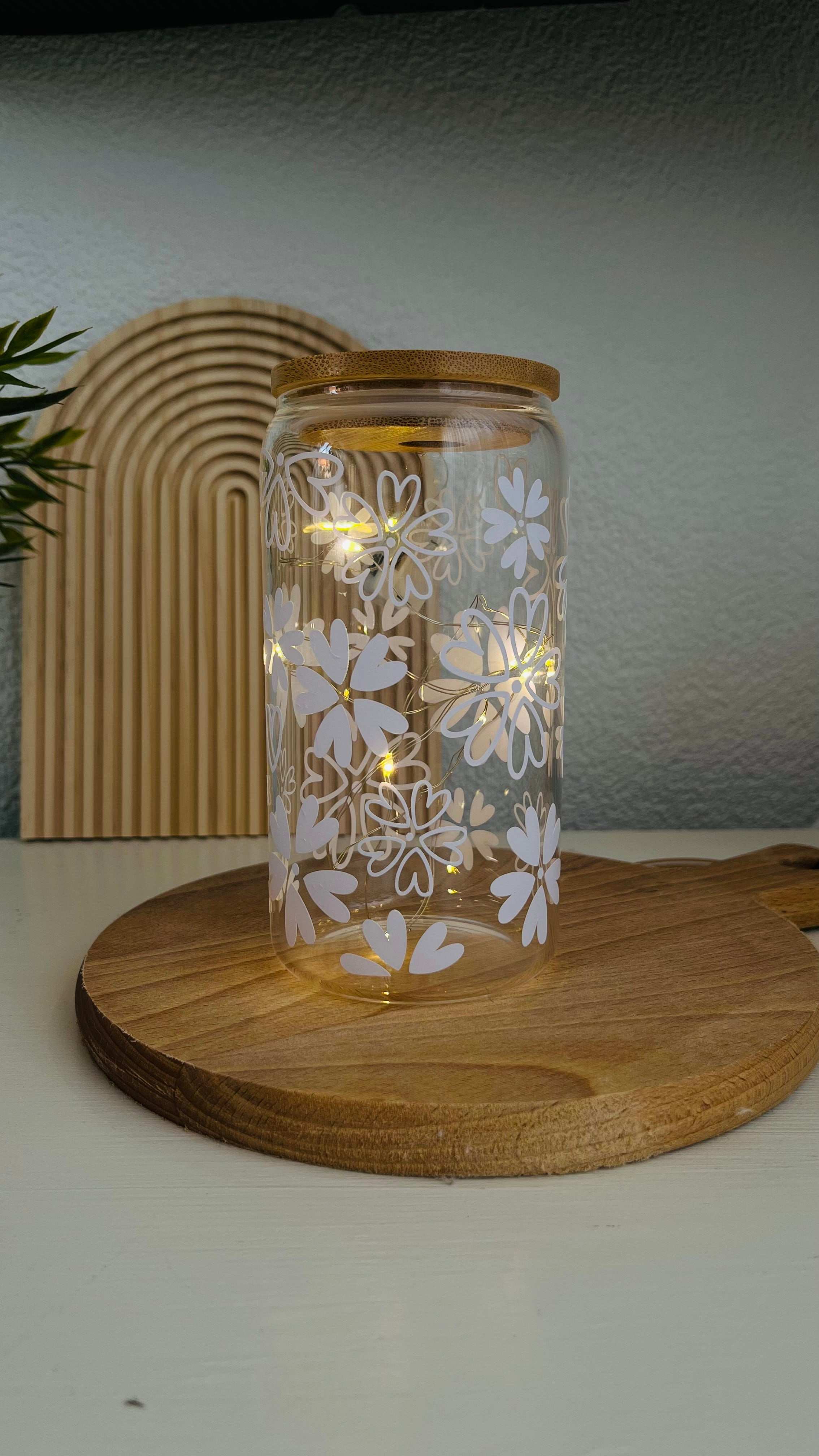 Glas white flower - Drinkfles - Loving EasyLife