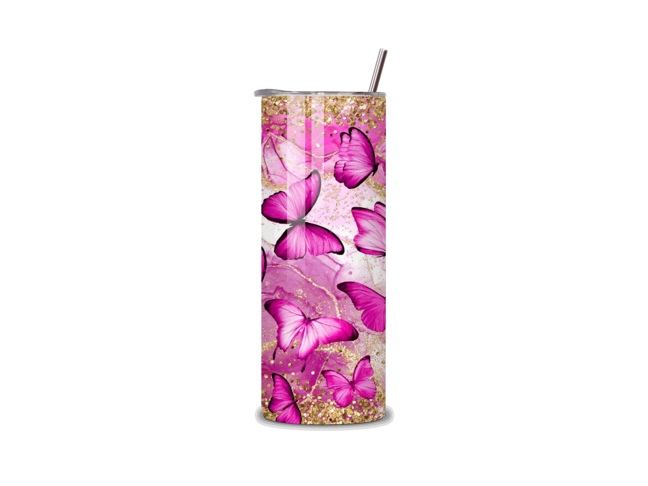 Drink fles roze vlinder