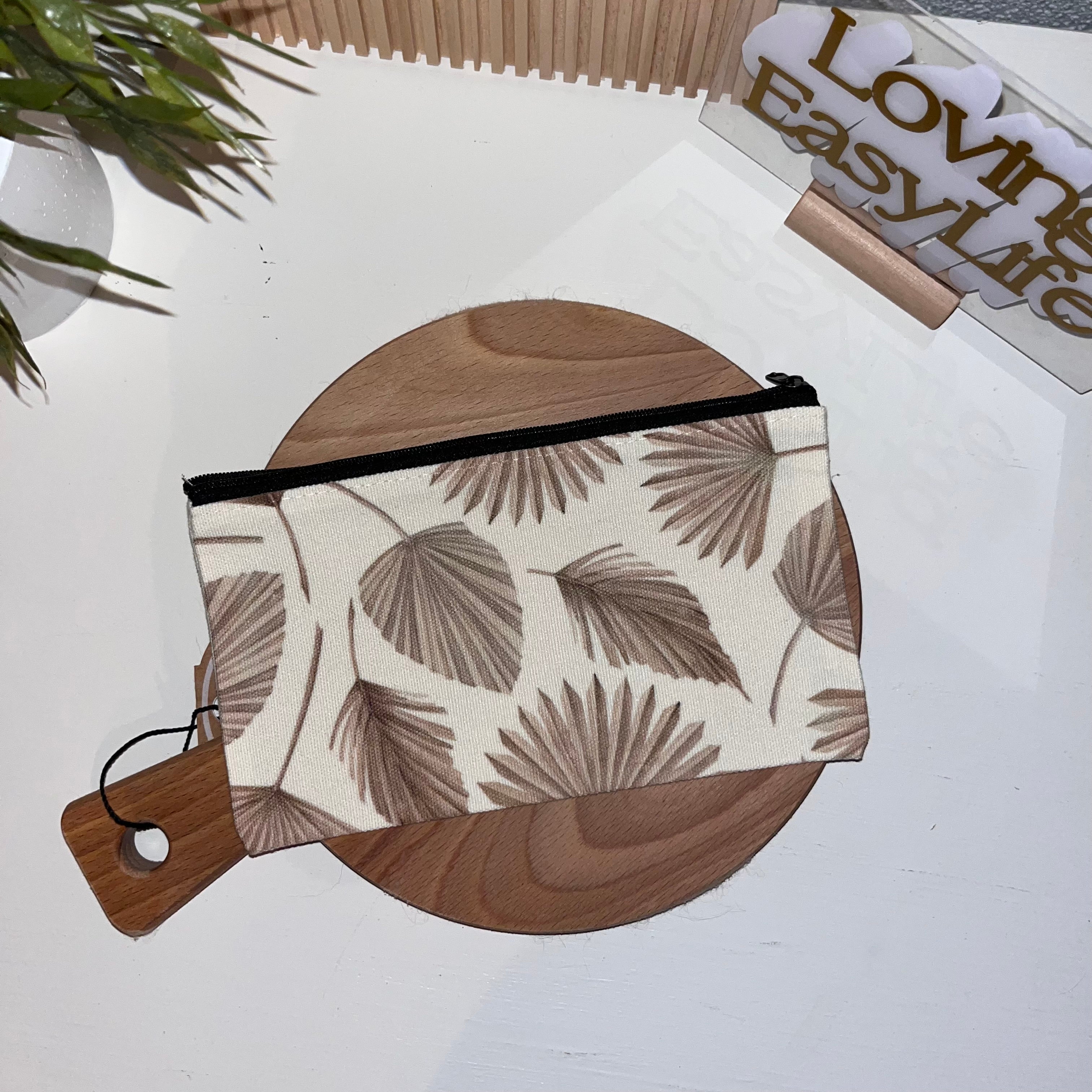 🌿 Canvas Etui / Make-up Bag Golden leaves Accessories Loving EasyLife