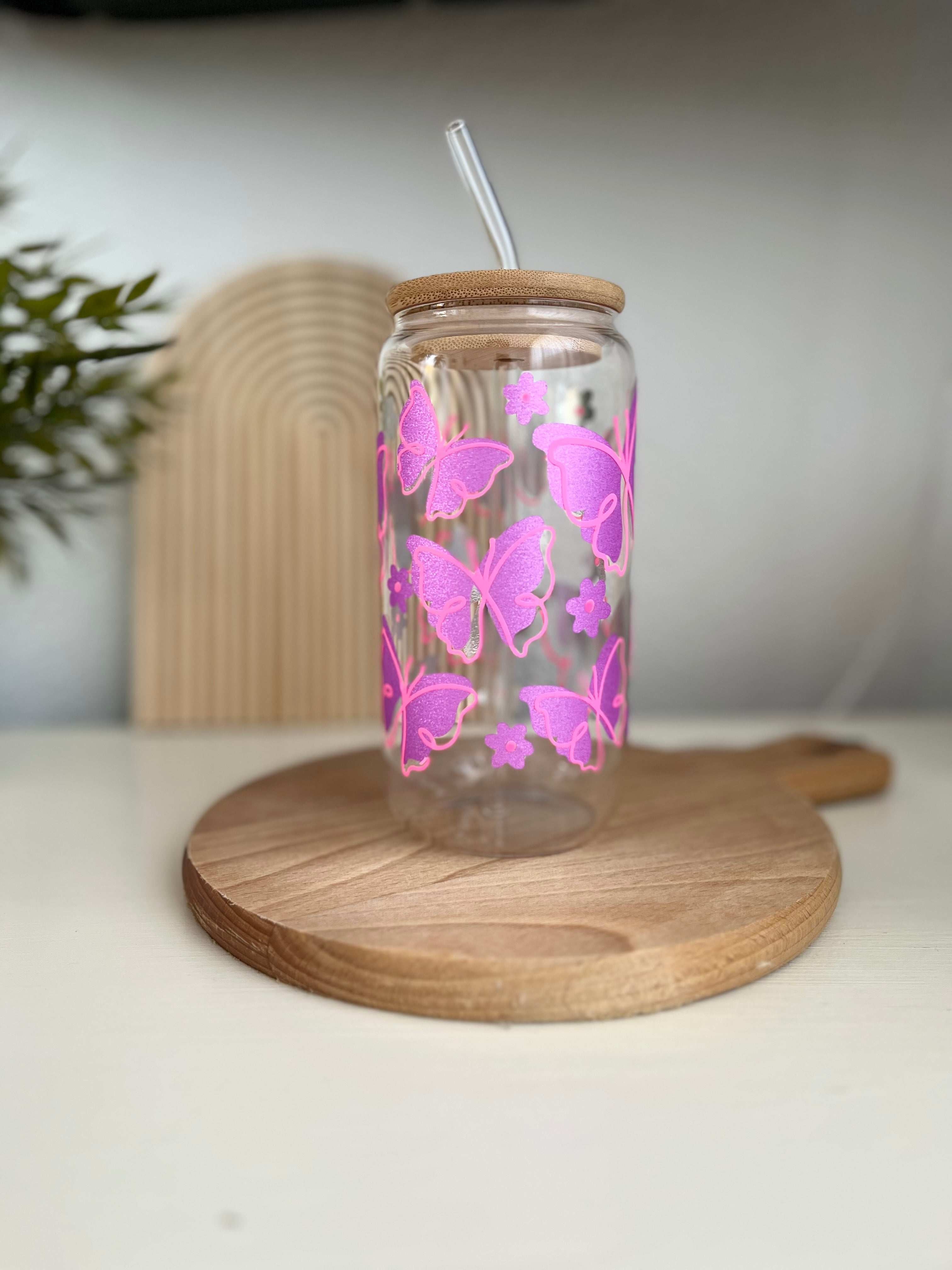 Glas vlinder - Drinkfles - Loving EasyLife