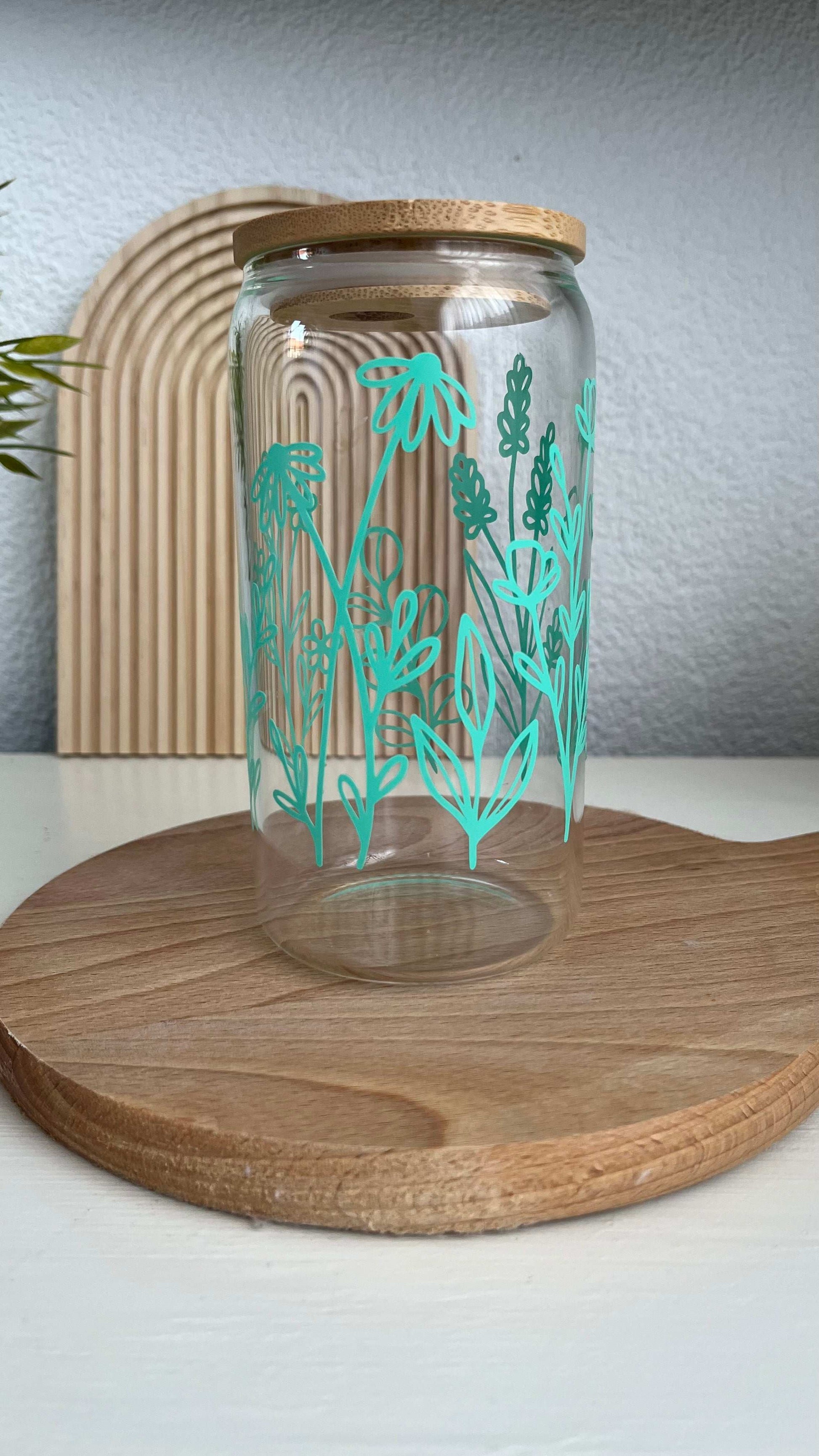 Glas 'teal flower'