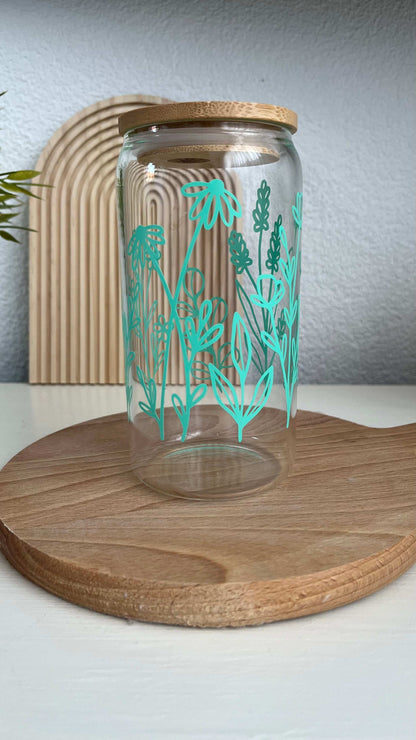 Glas 'teal flower'