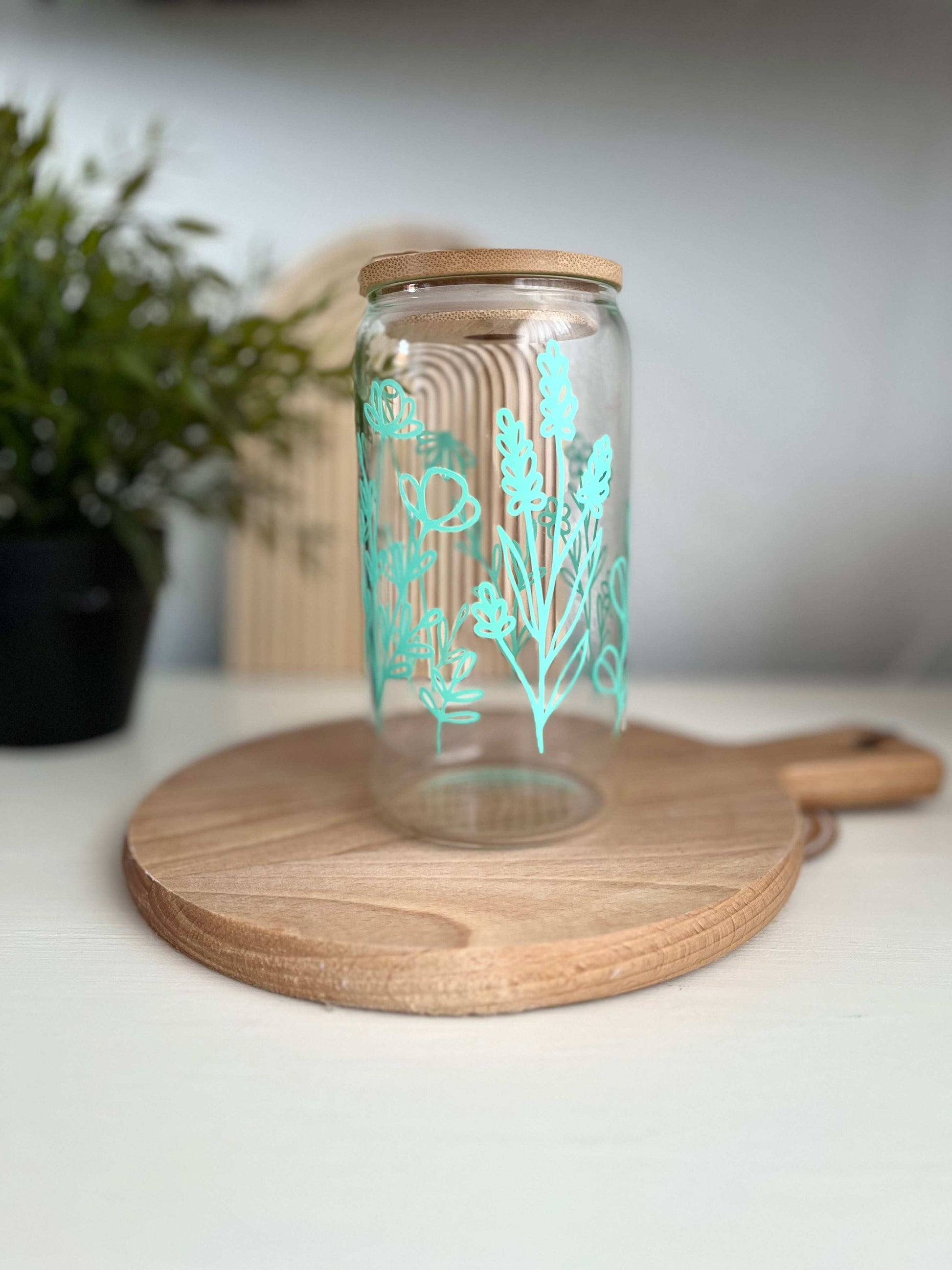 Glas 'teal flower'